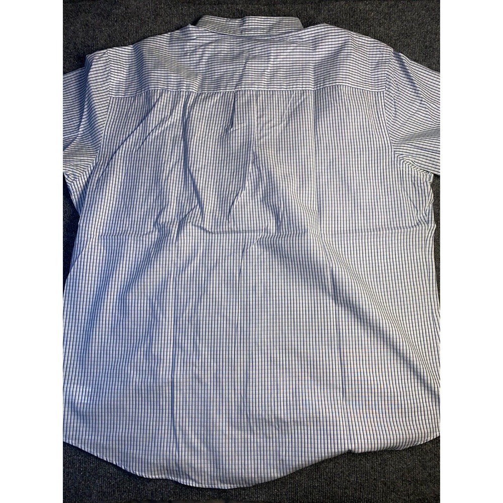Van Heusen Dress Shirt Mens 2XL White Plaid Striped Classic Fit Midweight Pocket - Picture 2 of 6